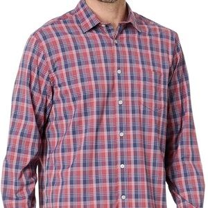 UNTUCKit Hendon Men's Red and Blue Plaid Wrinkle Free Performance Shirt